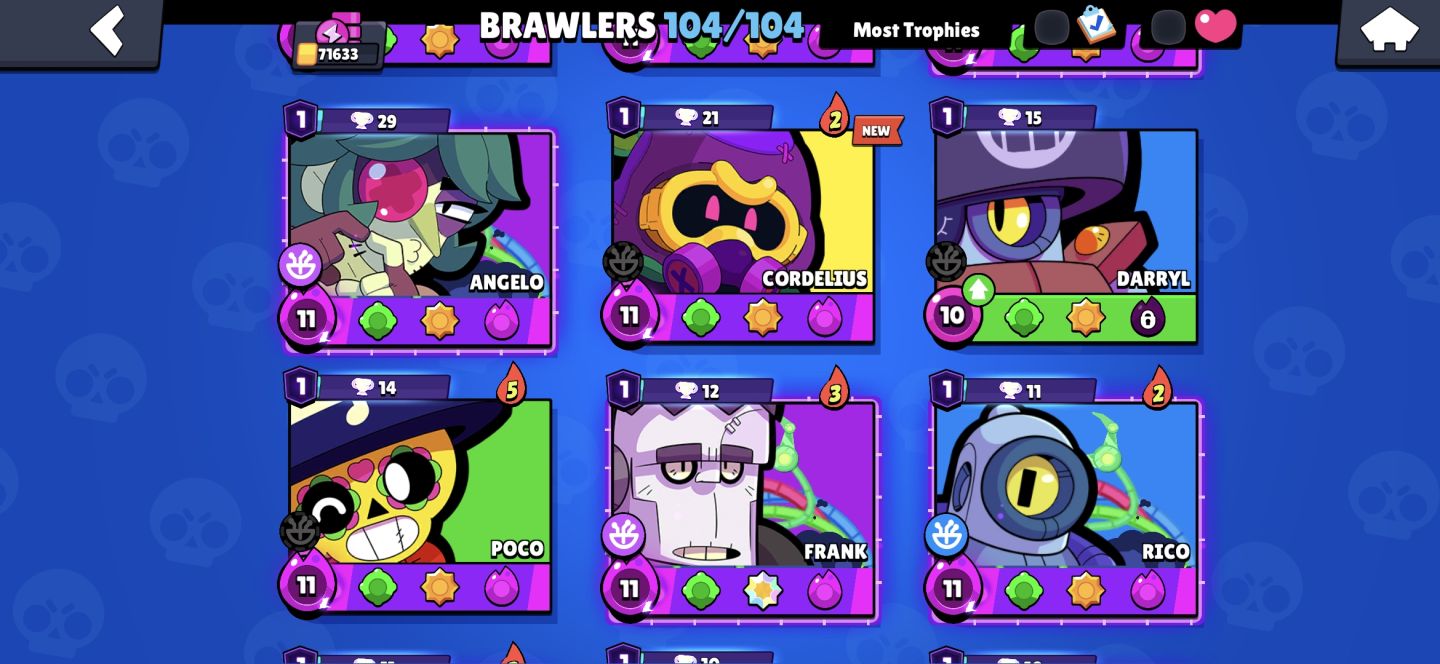 Conta Brawl stars 70k+ 104/104 Skins raras e esclusivas