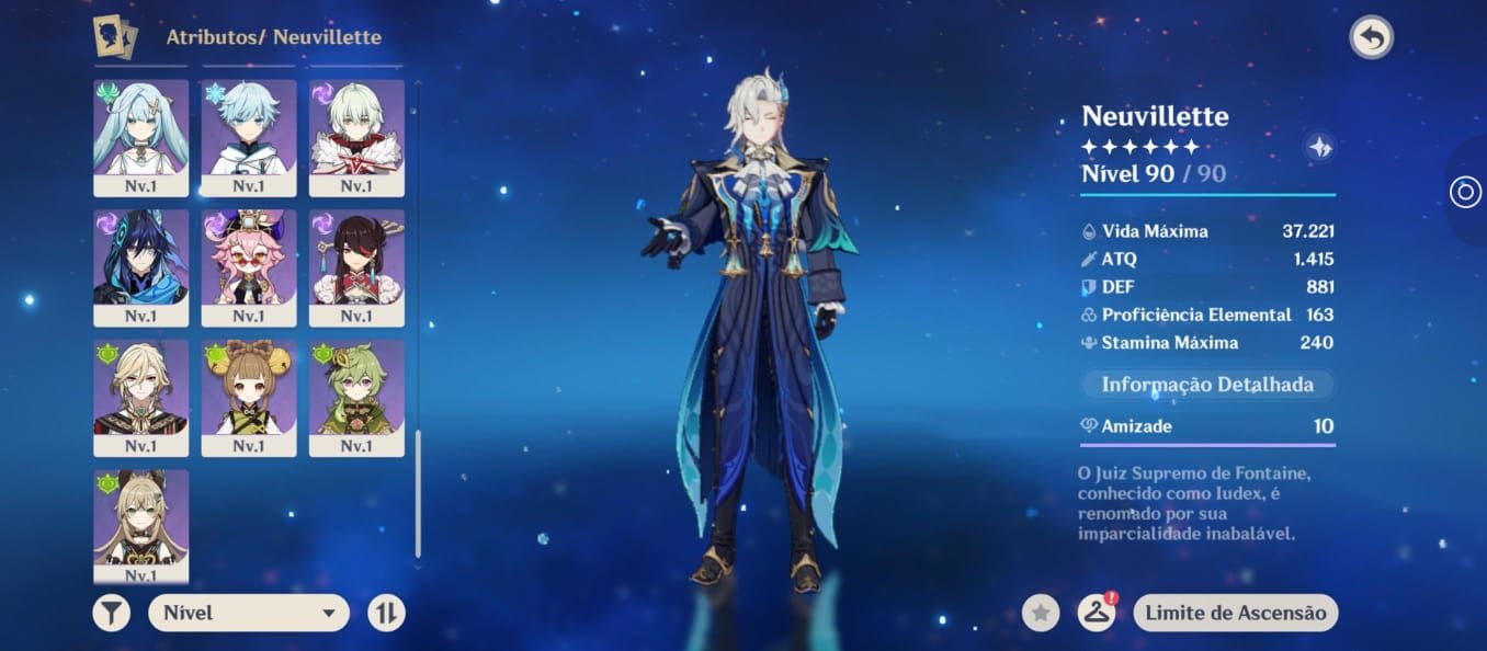 Neuvillette + assinatura + 7T5 + armas 5 estrelas Barato dms