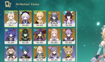 Conta Genshin Impact AR 56 - Nefer, Lauma, Columbina, Vesna, Nicole, Durin
