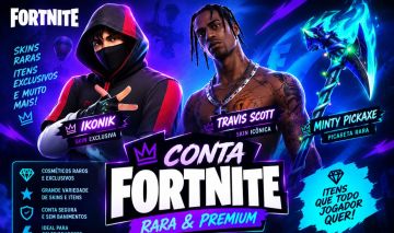 CONTA FORTNITE RARA [IKONIK, TRAVIS, MINTY]