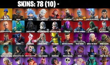 1 x CONTA FORTNITE com SKIN PLAYSTATION(RARA), MARVEL, 78 SKINS e MUITO MAIS!