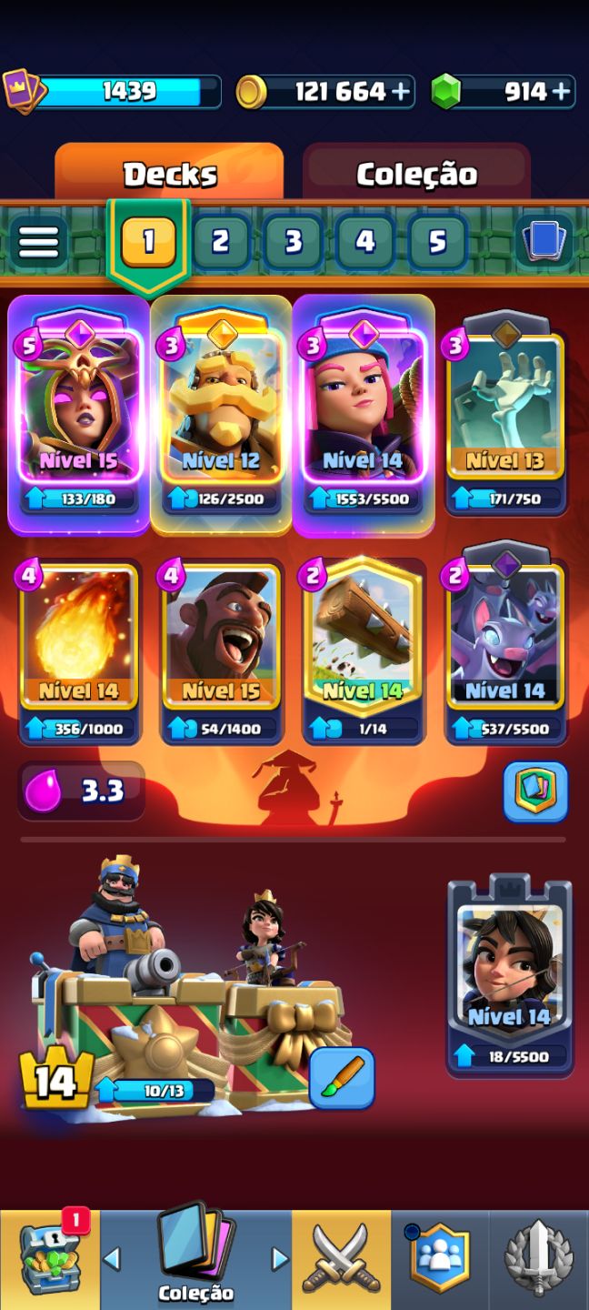 CONTA CLASH ROYALE COM 11K DE TROFÉUS, 121K DE GOLD E 914 GEMAS