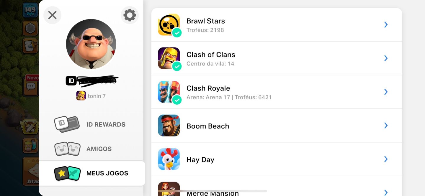 CONTA CLASH OF CLANS CV14 COM CLASH ROYALE E OUTROS