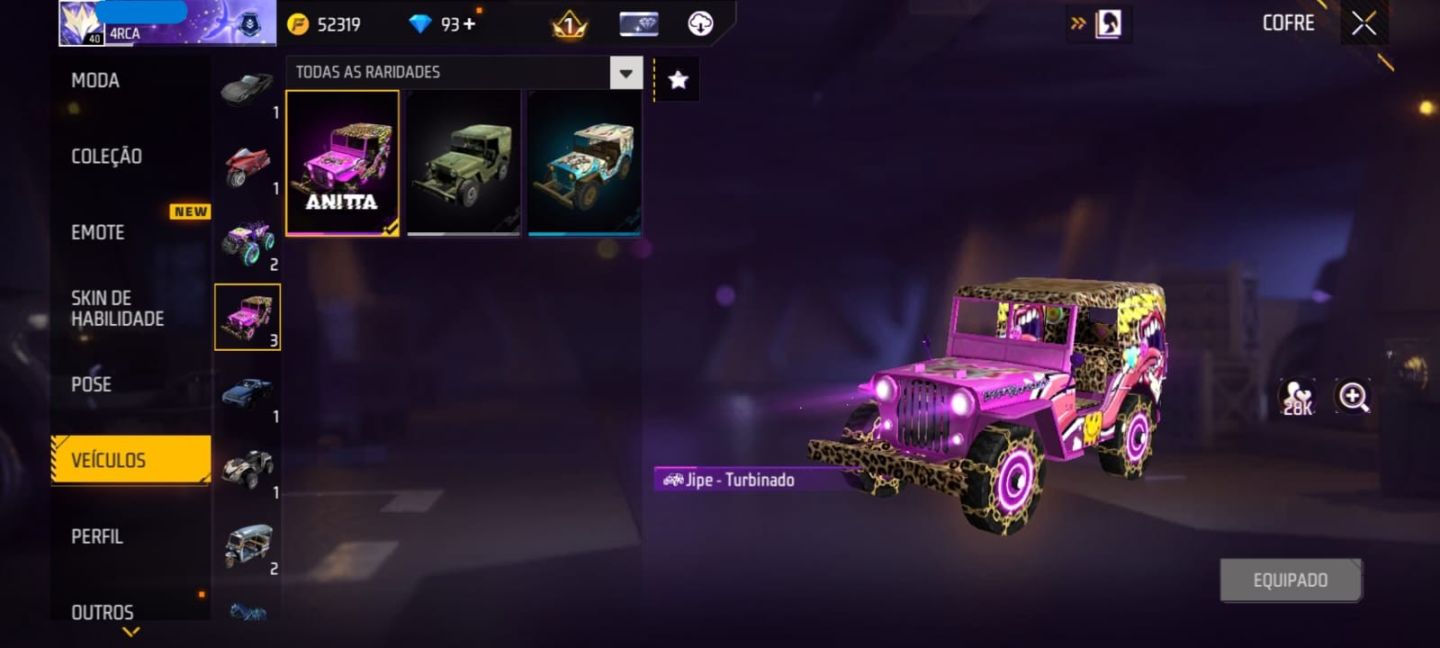 Conta free fire - 3 passes