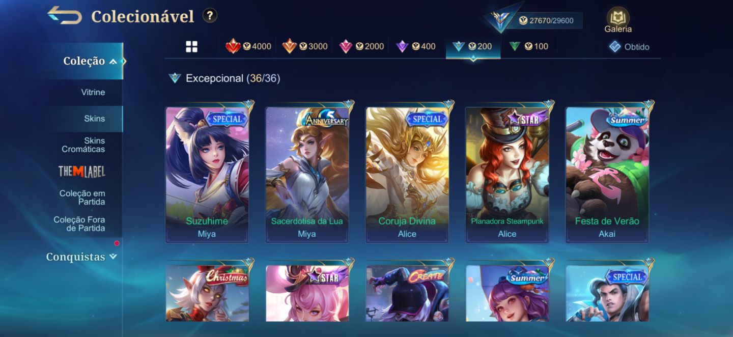 Conta Mobile Legends Com 163 Skins Especialista IV