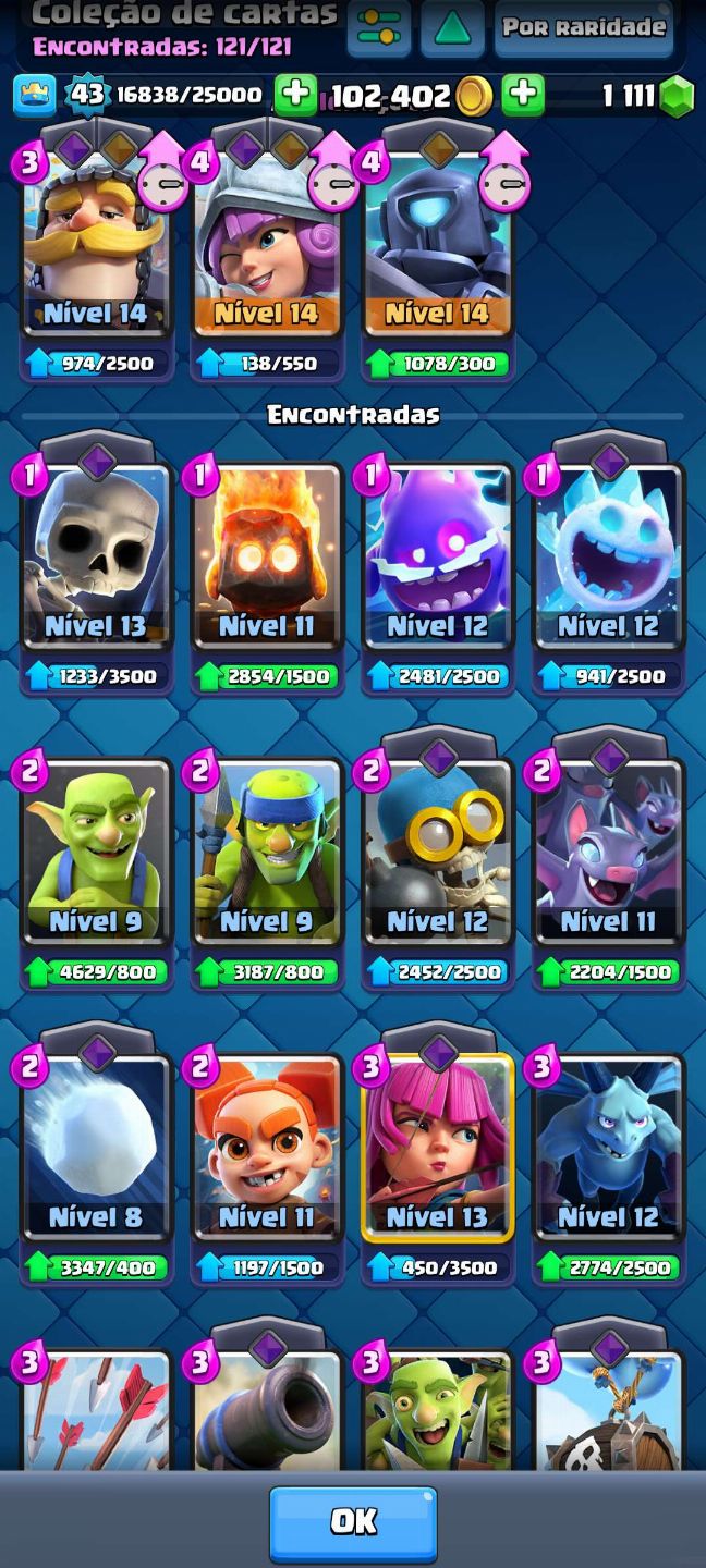 Conta de Clash Royale com 8 anos, +1100 gemas para troca de nome.