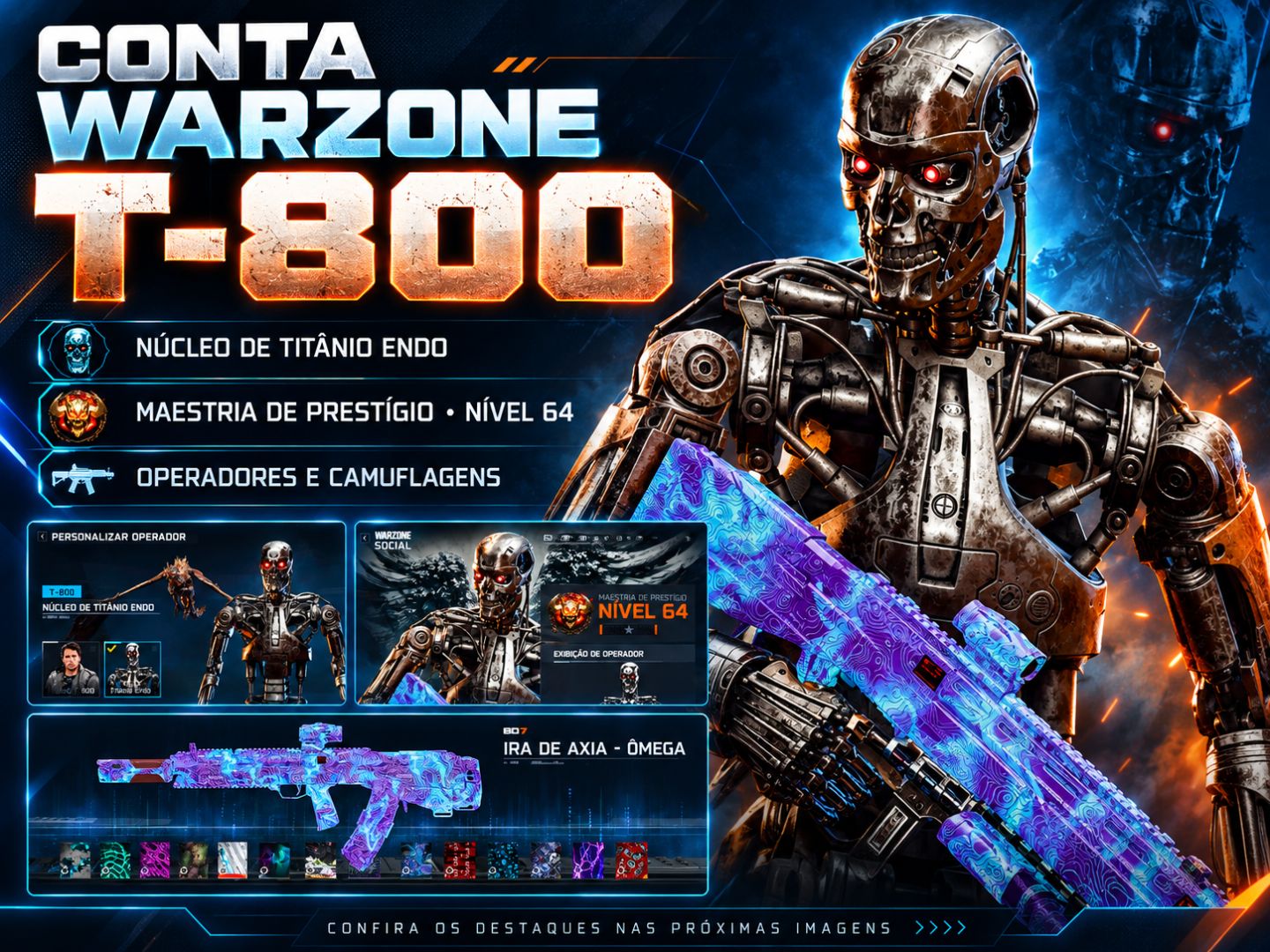 CONTA WARZONE | DESAFIO DE 10 NUKES CONCLUÍDO | T-800 + AXIA + MW4
