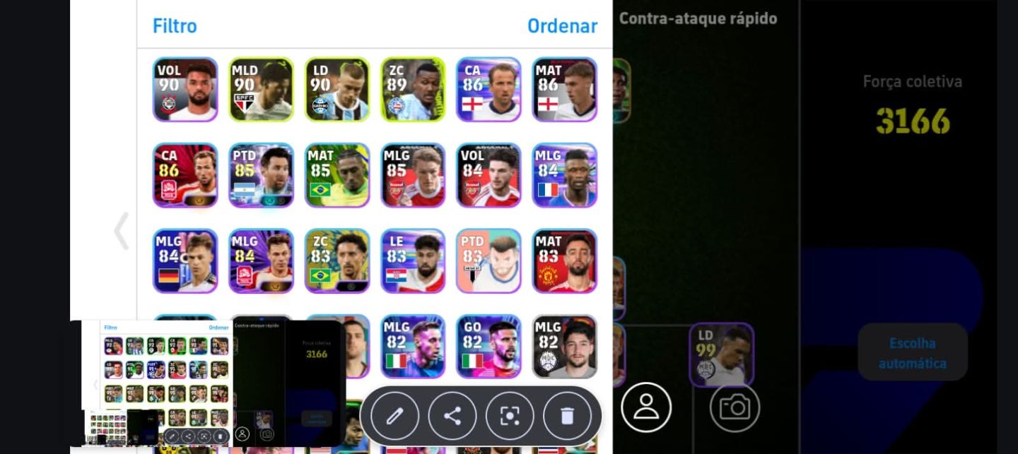 CONTA EFOOTBALL MOBILE RARA FORÇA 3166