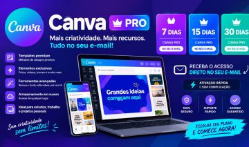 Canva Pro 7, 15 ou 30 Dias | Ativação no Seu E-mail
