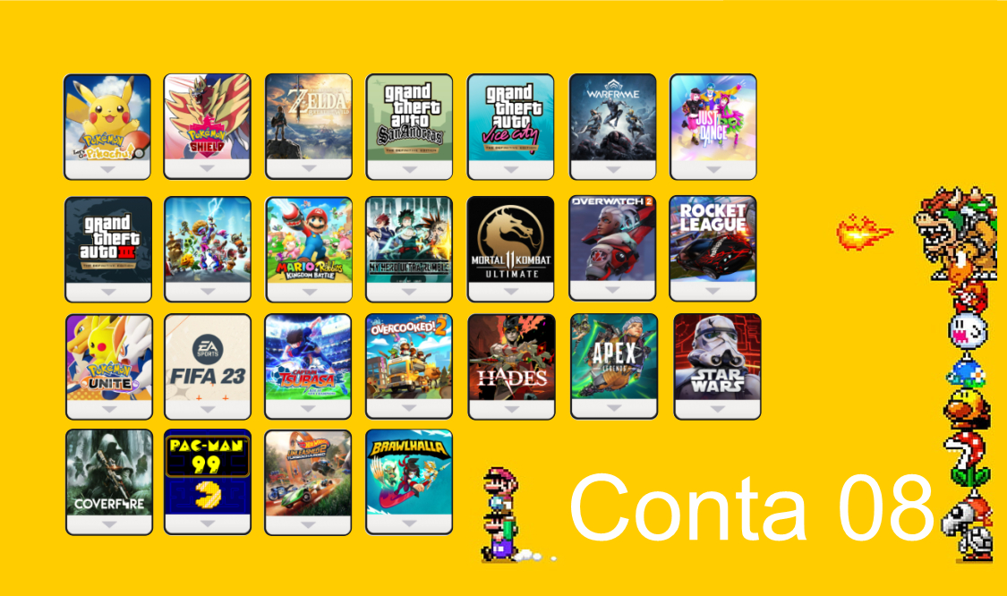 (Promoção) Várias Contas Secundárias - Nintendo Switch 1 e 2 - Mensalmente