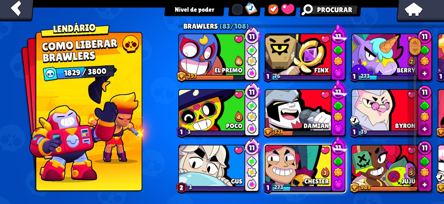 Conta Brawl Stars Smurf (4 passes completos e skins)