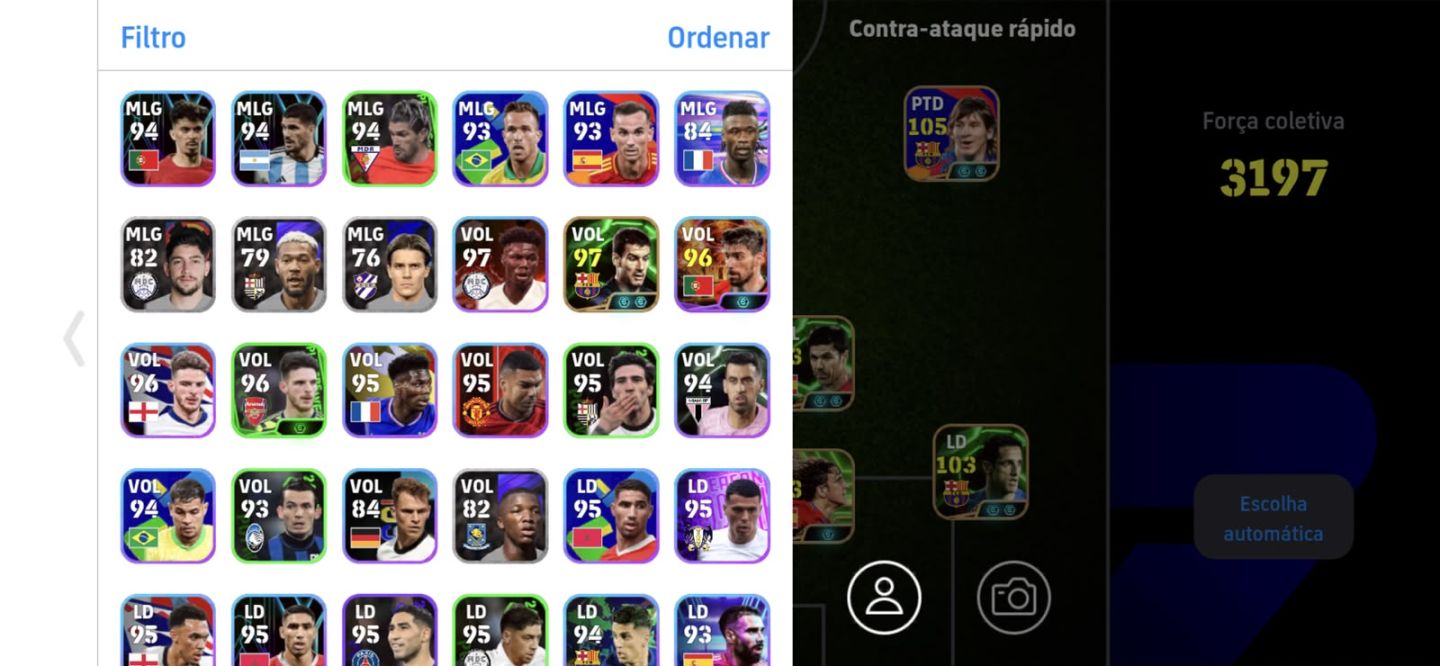 Conta Efootball - Messi 2012, Batistuta, Griezman, Buffon 105, Neymar copa 2014