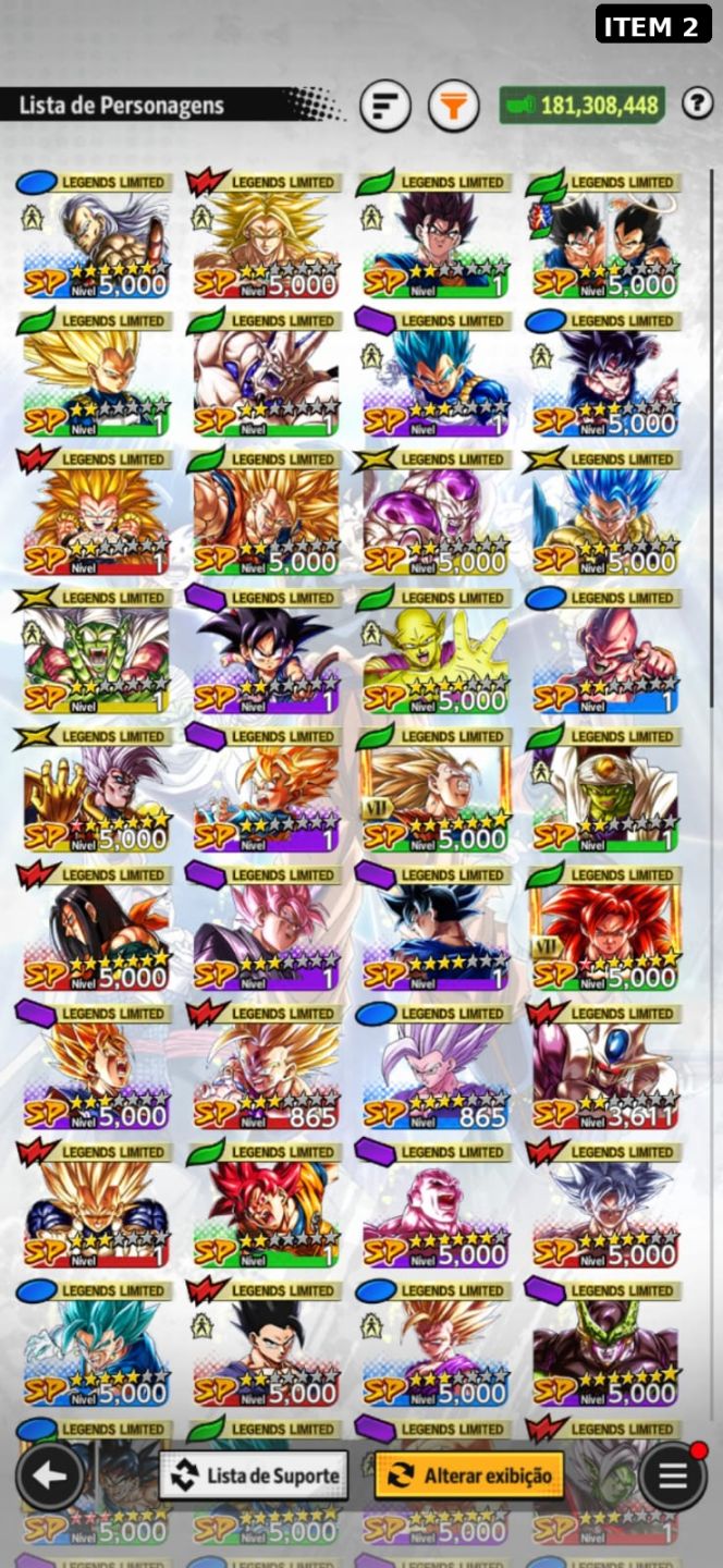Contas Dragon Ball Legends com Ultras, LEGENDS, LFs... (Android E IOS)