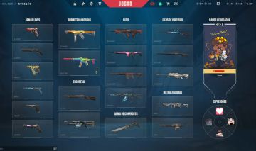 Conta de Valorant completa com 3 facas, 2 phantom, 6 Vandal, Operator e Sheriff
