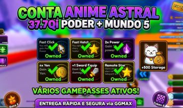 Conta Roblox | Anime Astral - 37.7 Qi Poder + Mundo 5 + Vários Gamepasses!