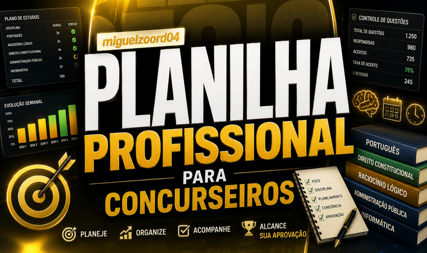 [ PROMOÇÃO 99% ] PLANILHA DE ESTUDOS PARA CONCURSOS + BRINDE