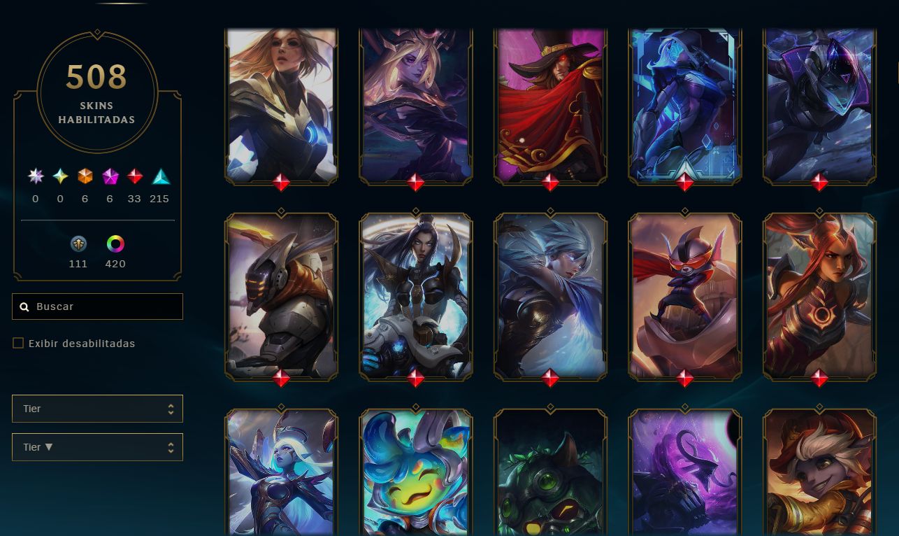 Conta League of Legends MMR MESTRE COM 508 SKINS RARAS
