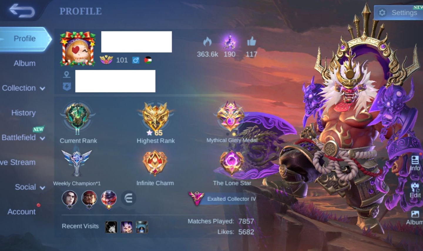Conta Mobile Legends - LEGEND Franco / 3 ANNUAL-STAR / Franco 1,2k Partidas