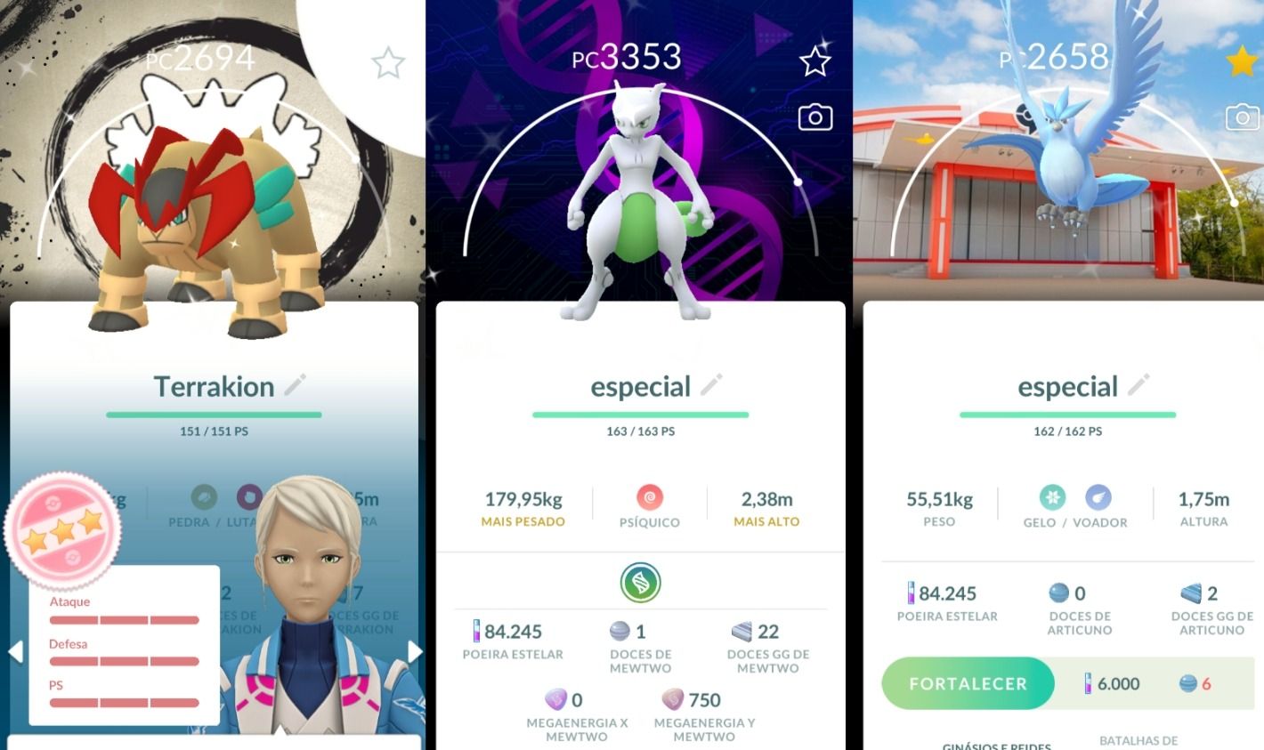 CONTA LV36 TERRAKION SHUNDO COM FUNDO E MEGA MEWTWO SHINY COM FUNDO - POKEMON GO