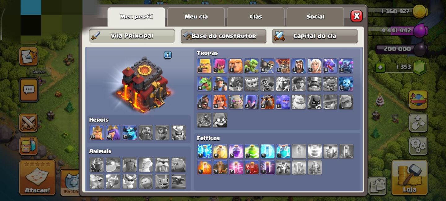 Conta clash of clans | CV10 quase full / Heróis (40/40)