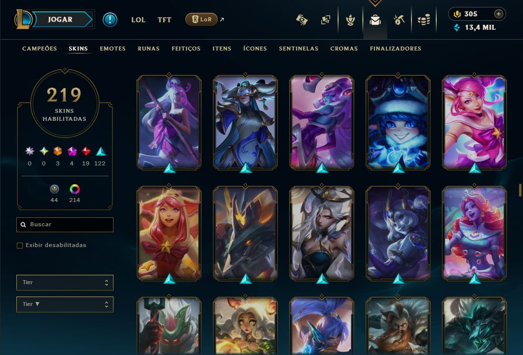 CONTA LOL 2021 - DIAMANTE 2 - 219 SKINS 216 CROMAS - WINRATE 65% - FULL ACESSO