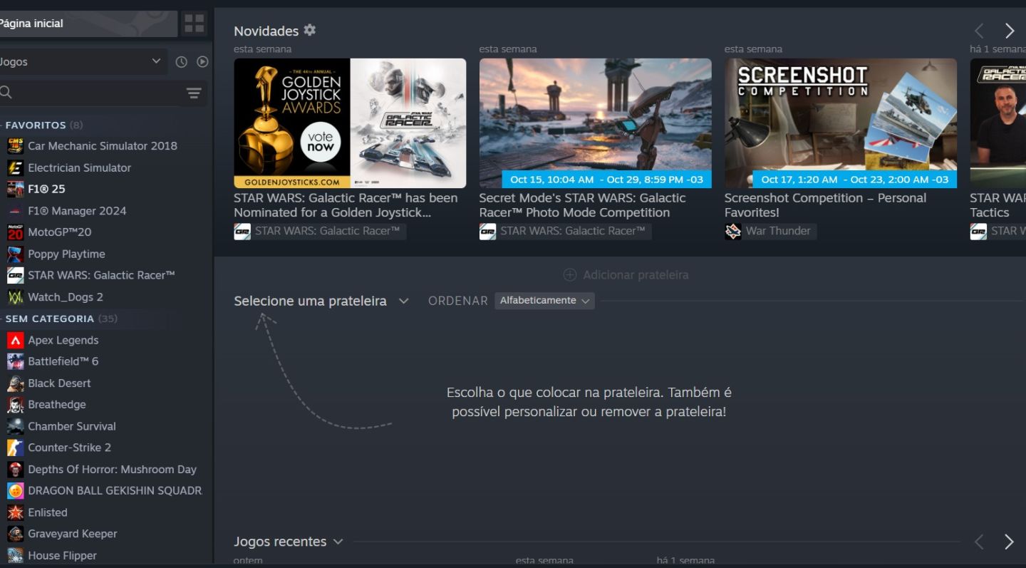 CONTA STEAM COM GALACTIC RACER+ F1 2025