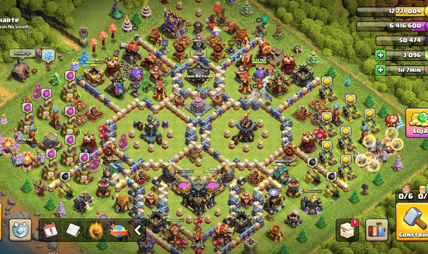Clash of clãs iniciando cv17 nível 213 muitas coisas já upadas