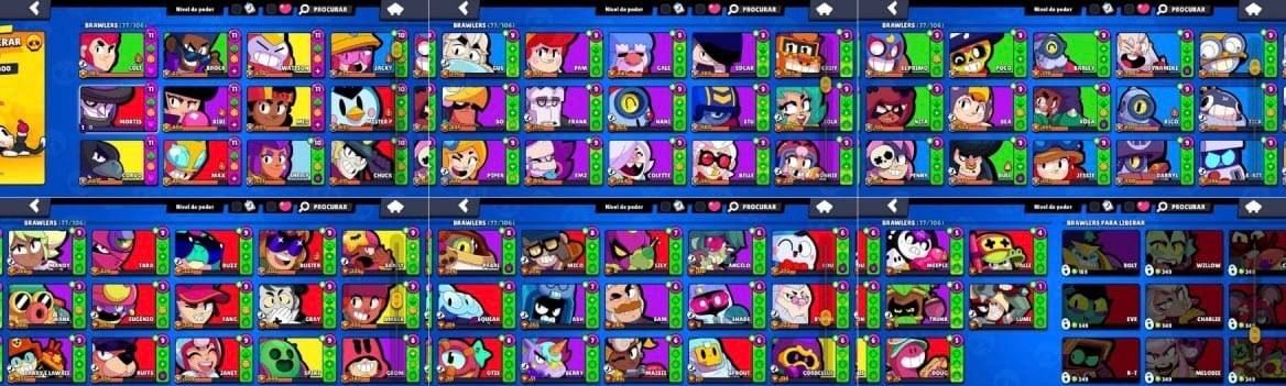 CONTA BRAWL STARS 28K/77 BRAWLERS/114 SKINS/3 PASSES/CONTA ANTIGA