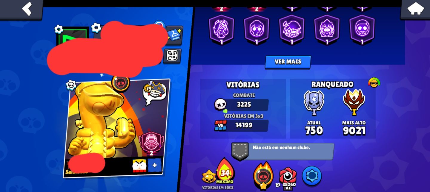 Conta de brawl stars 90k+ troféus 72 brawlers no 11 todos os brawlers