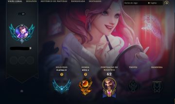 CONTA LOL PLATINA - SKIN ULTIMATE MMR ALTO UPADA A MÃO SERAPHINE KDA JANNA AHRI
