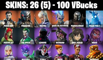 Conta Fortnite com Midas Rex | Predator | Mizuki | Renzo the Destroye e 26 Skins