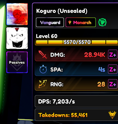 ANIME VANGUARDS UNITS