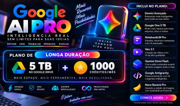 GOOGLE AI PRO 1K DE CREDITO FLOW | GEMINI PRO | SUPORTE + 5TB DE ARMAZENAMENTO