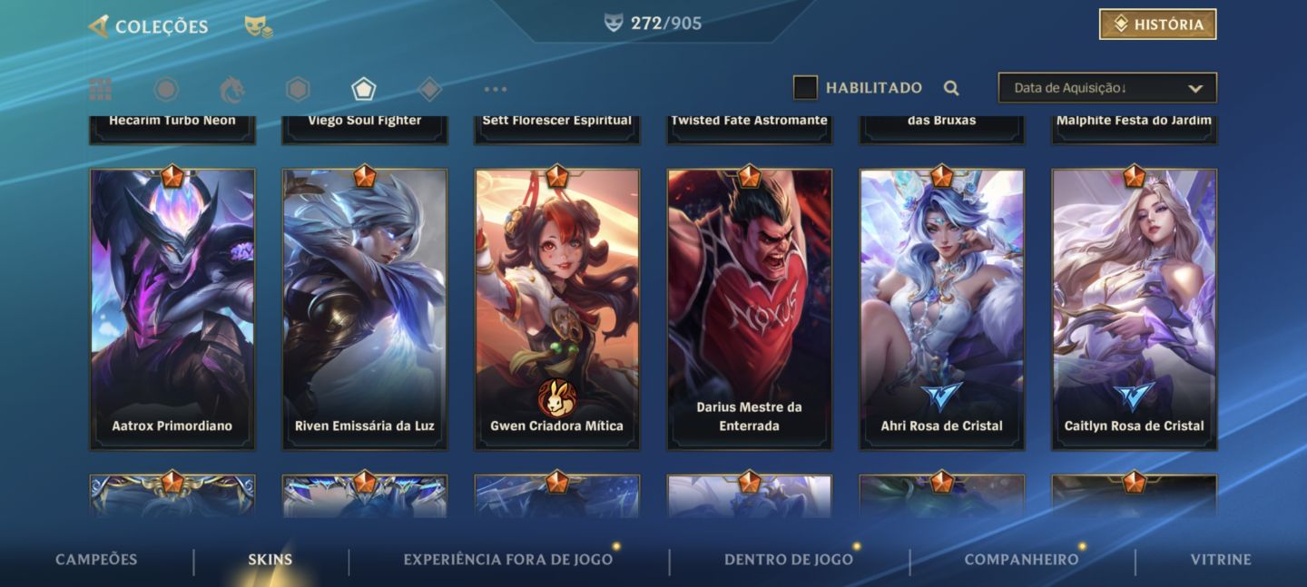 Conta de wild rift bem completa
