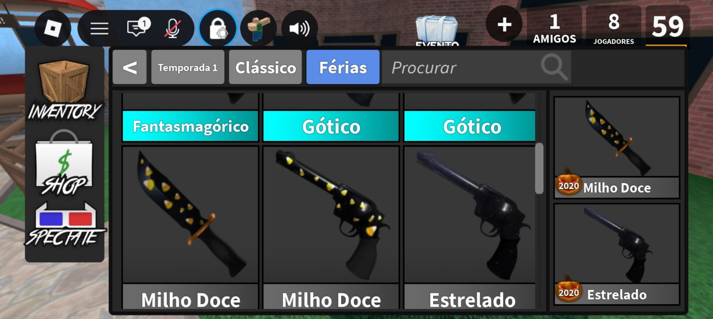 Itens limitados!!! Pet, facas e armas (Murder Mystery 2 MM2)