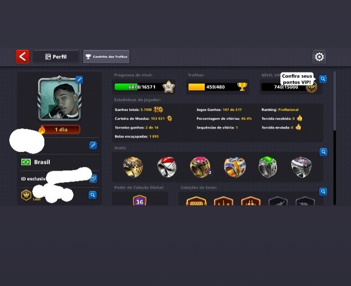 Conta 8 Ball Pool + AVATAR NIVEL 29