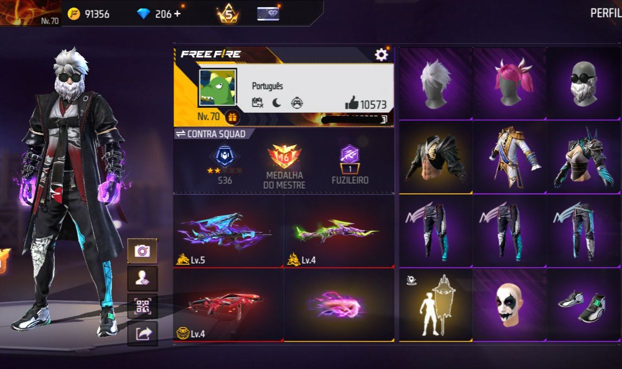 Conta free fire gemada com barbinha, punho, bandeirao, evolutiva 7 anos de idade