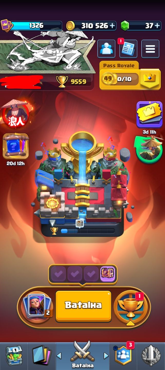 Conta de Clash Royale com pass royale