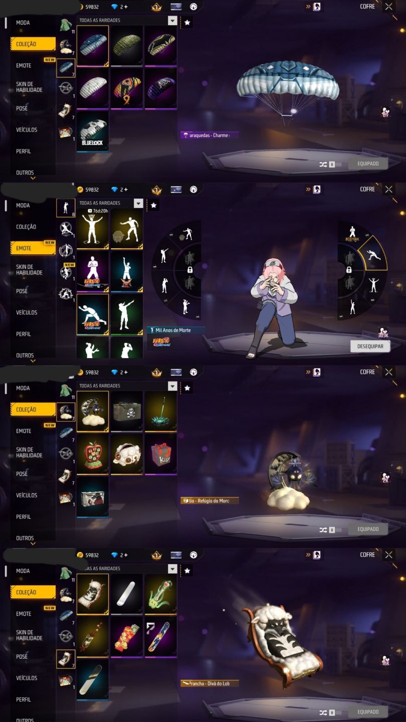 CONTA FREE FIRE NÍVEL 34 COM VÁRIAS SKINS, ITENS, ARMAS E TROCA NICK!
