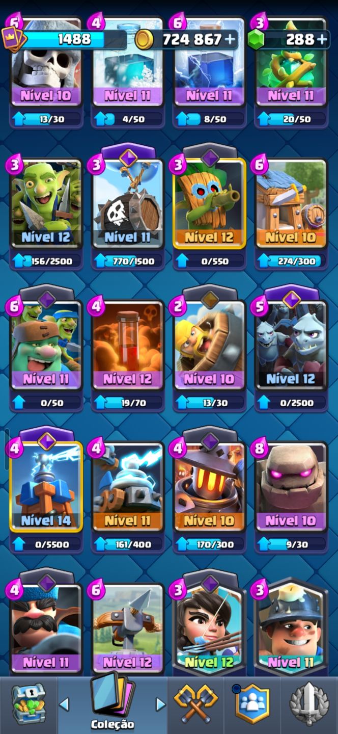 CONTA CLASH ROYALE | ARENA 25 | 724K OURO | BRUXA NÍVEL 16 | VÁRIAS EVOLUÇÕES