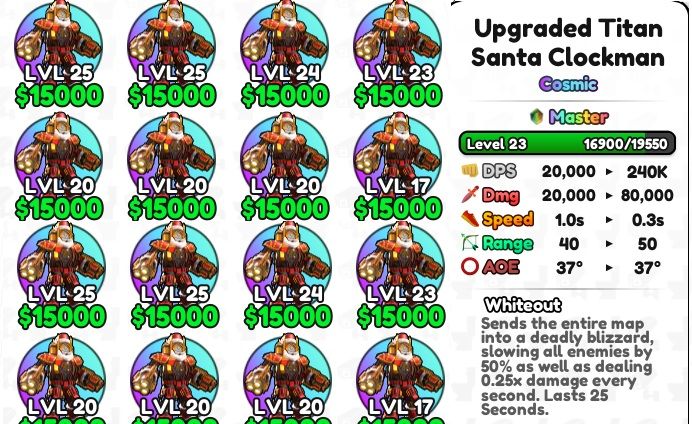 Toilet Skibidi Tower Defense (unidades)