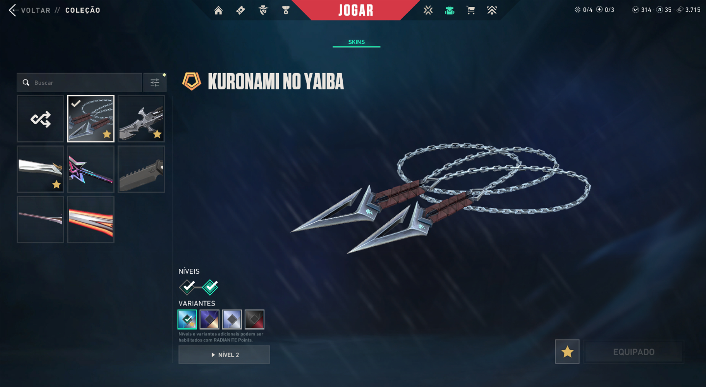 CONTA DE VALORANT IMORTAL 1 (FACA KURONAMI, VANDAL PRIMORDIUM E MAIS...).