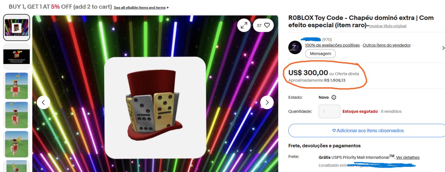 Conta Extra Domino hat com Korblox , offsale e muito mais (Promoção )