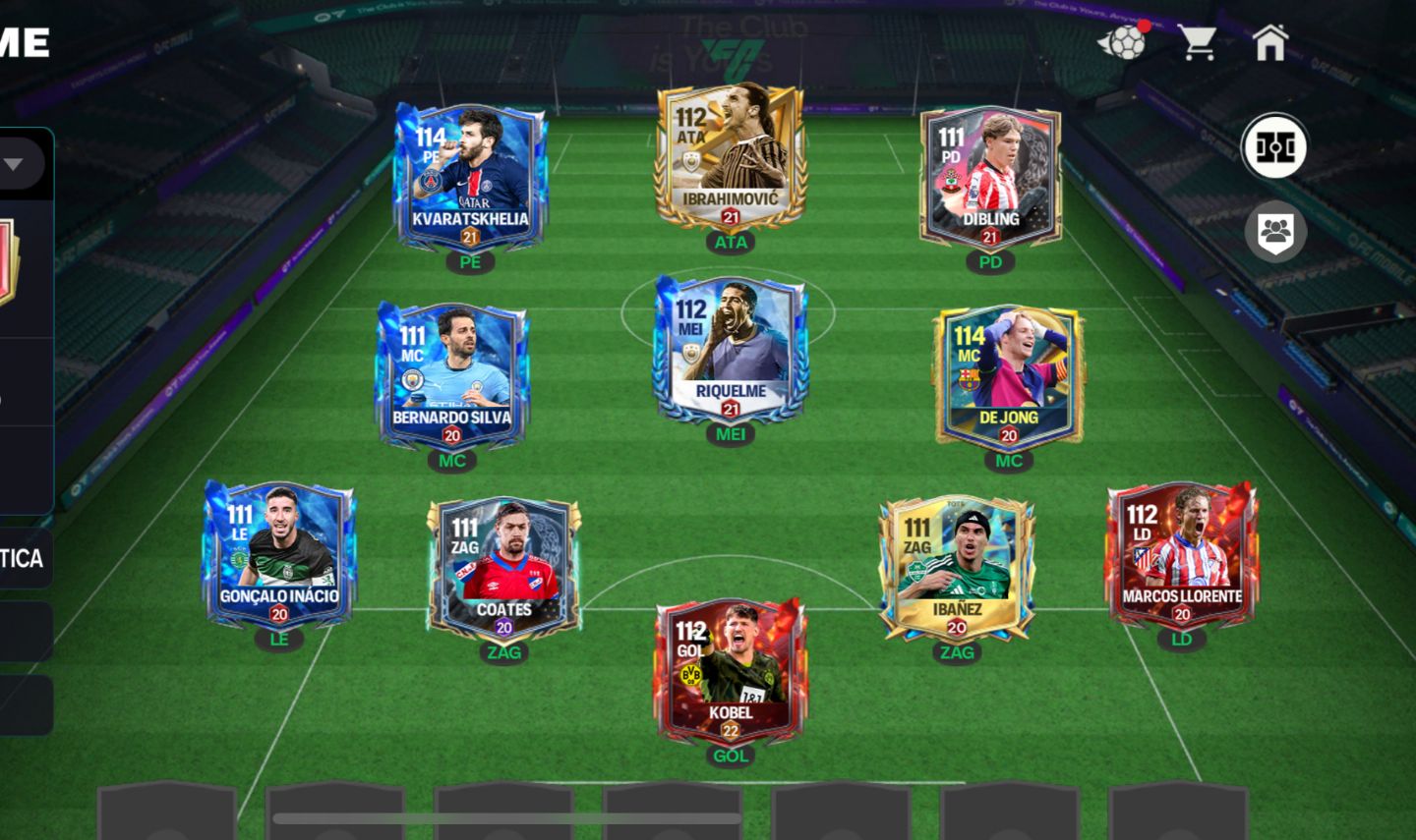CONTA DE FC MOBILE GER 113,COM KVARA GER 114, DE JONG GER 114,ETC