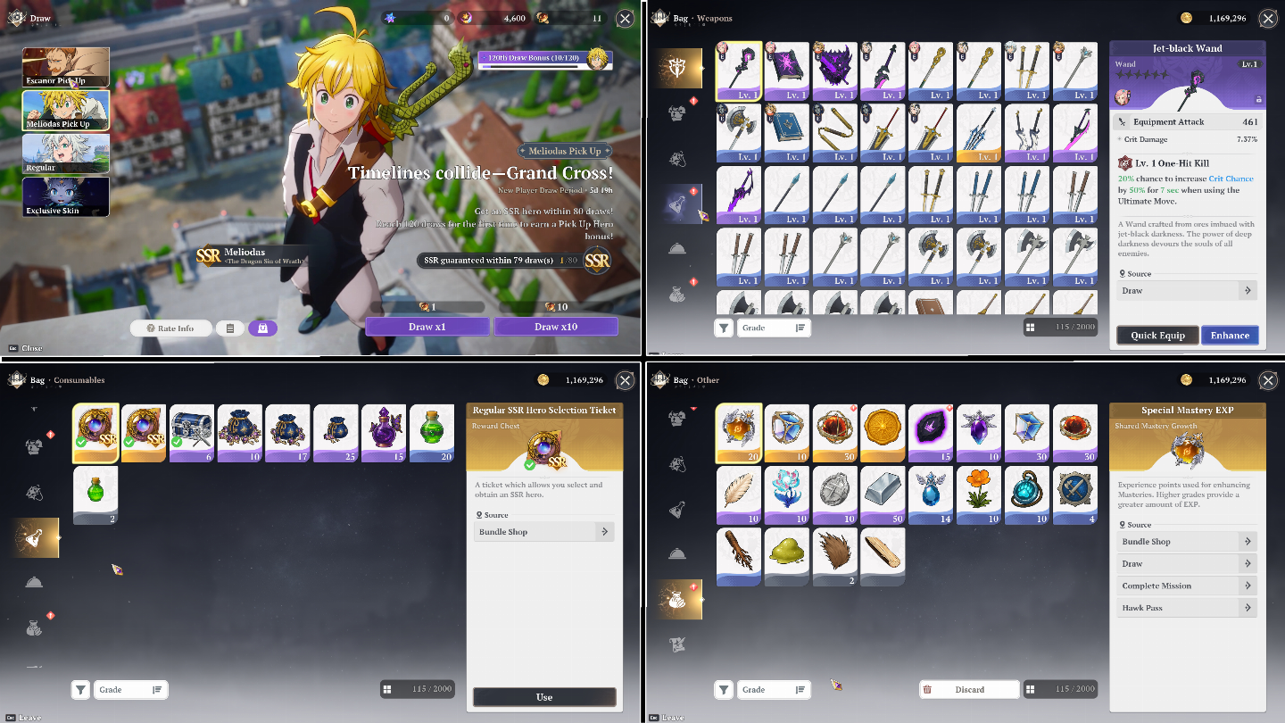 ZS | NA East | Escolha seu SSR Limitado | Reroll | The Seven Deadly Sins Origins