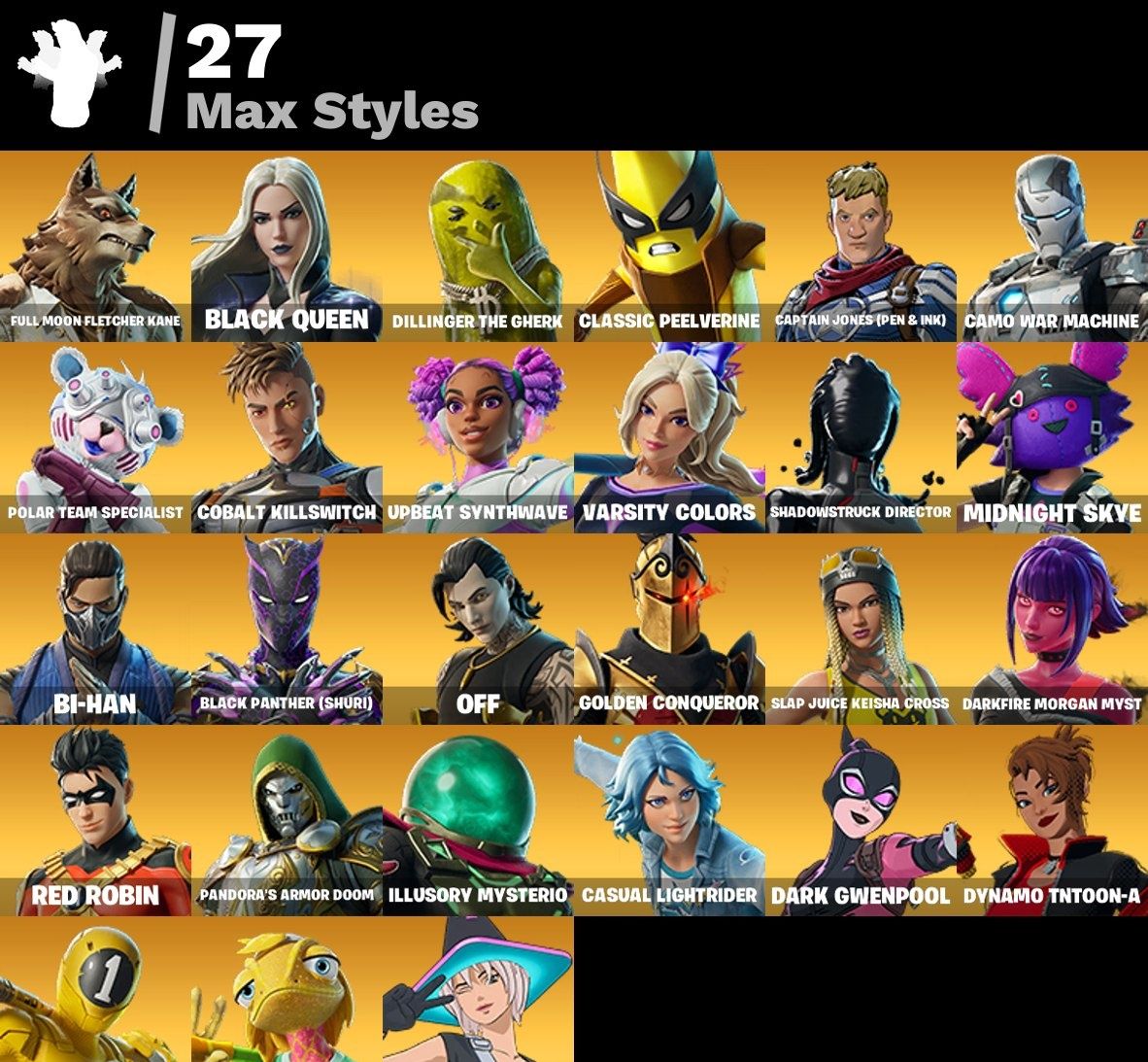 CONTA FORTNITE 43 SKINS CAVALEIRO NEGRO NOVO / EMMA FROST / OUTLAW MIDAS / SHURI