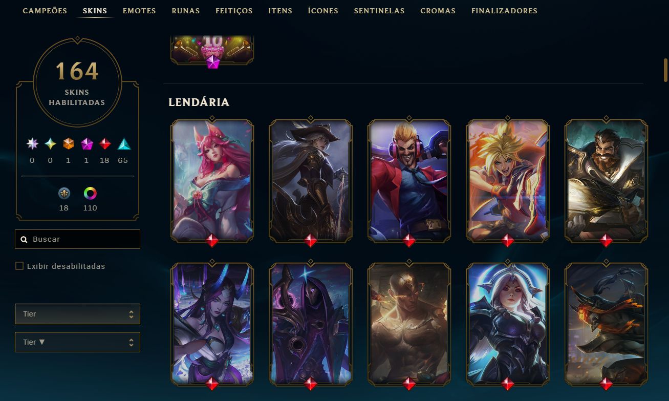 CONTA DIAMANTE LOL MONO DRAVEN - 13 SKINS DRAVEN - 184 SKINS 66% WR 2KK MAESTRIA
