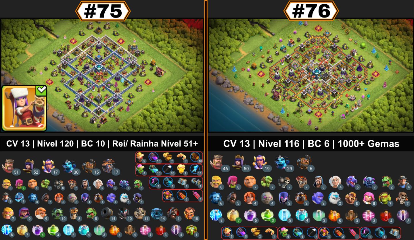CONTAS CLASH OF CLANS | CVS UPADOS, FULL, SEMI-FULL, RUSHADOS, CLÃS, SKINS