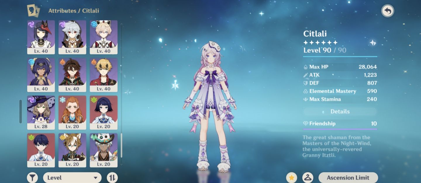 CONTA GENSHIN ENDGAME MAVUIKA + FURINA + CITLALI + SKINS