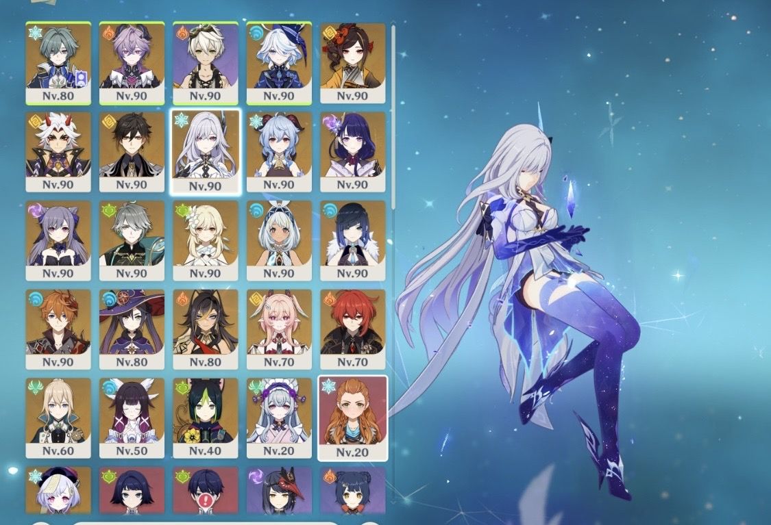 End game, conta de 2020, raiden c2 + bis, Furina c1 + bis, Skirk, Escofier +